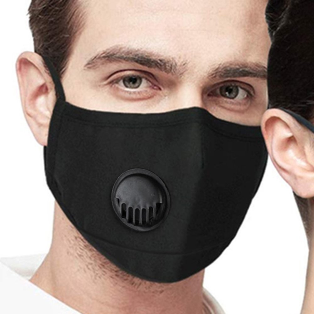 Reusable Black Cotton Face Mask with Respirator